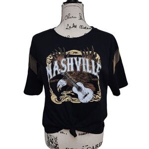 🦅🎸 Nashville Country Music Cowgirl Fringe Tie Concert T-shirt Tee Top M NWT